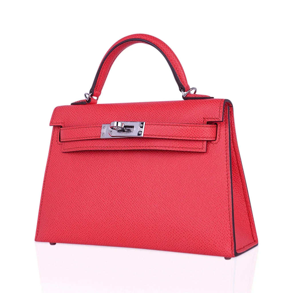 Mini Kelly 20 Bag Sellier Rose Texas Epsom with Palladium Hardware