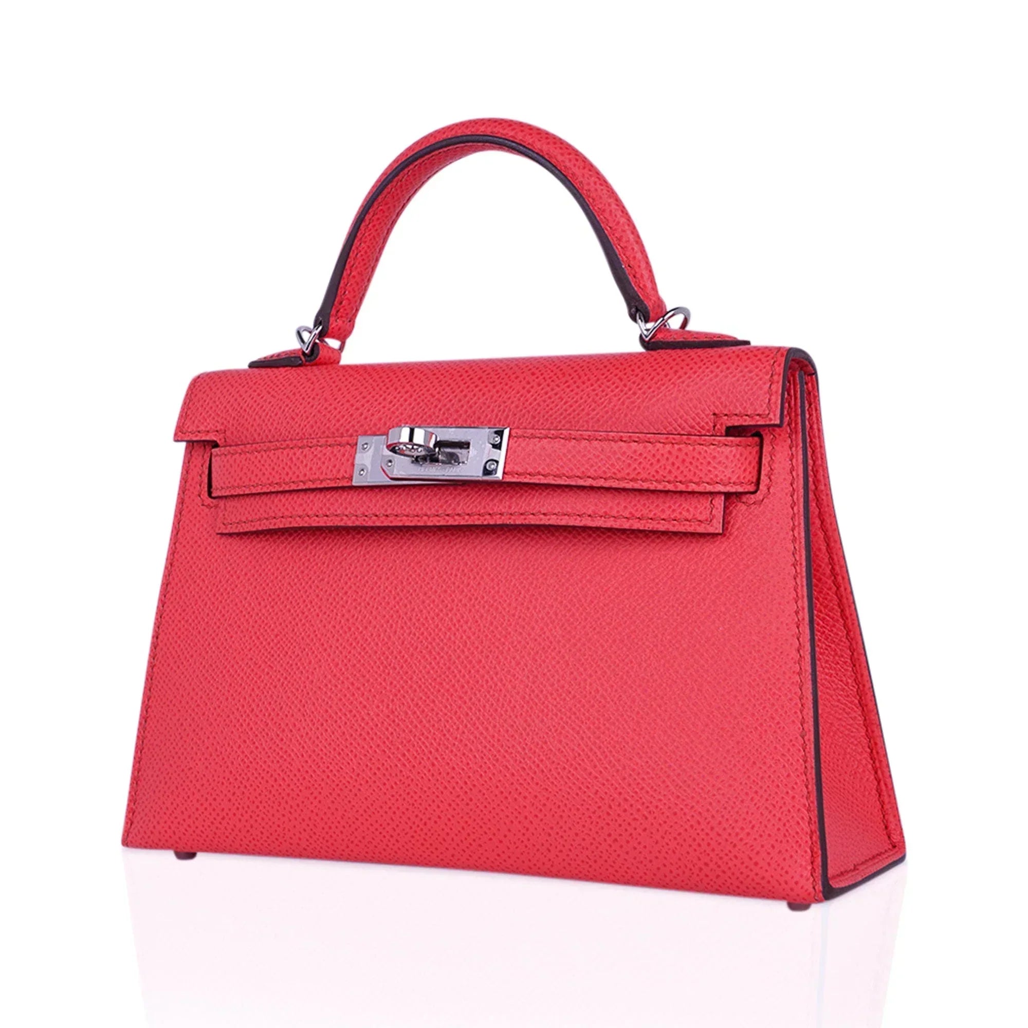 Mini Kelly 20 Bag Sellier Rose Texas Epsom with Palladium Hardware