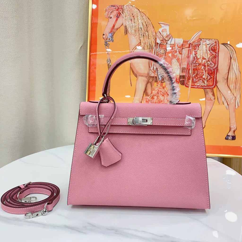 Kelly Rose Confetti Epsom Sellier Palladium Hardware
