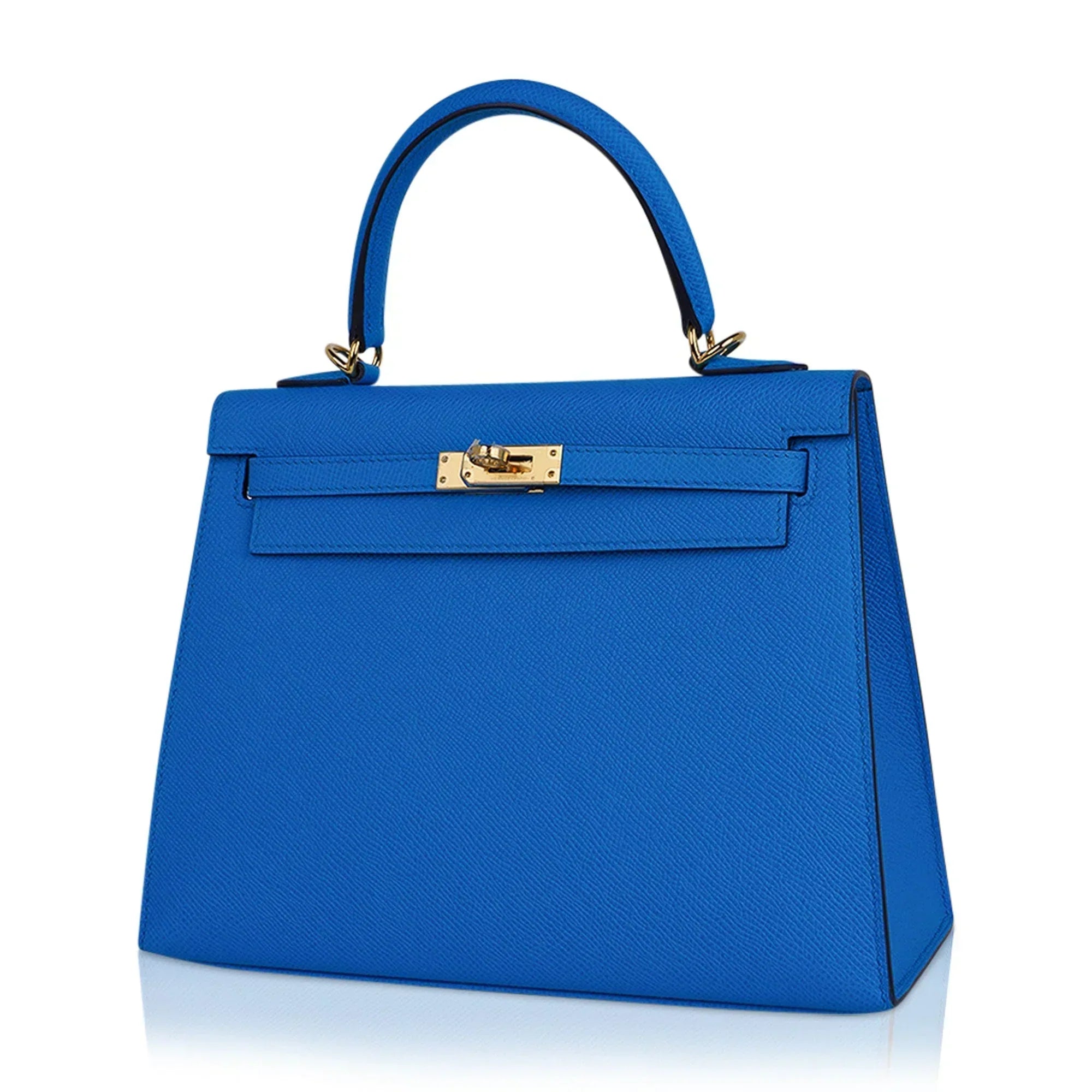 Kelly 25 Sellier Bag Blue Frida Epsom Leather with Gold Hardware
