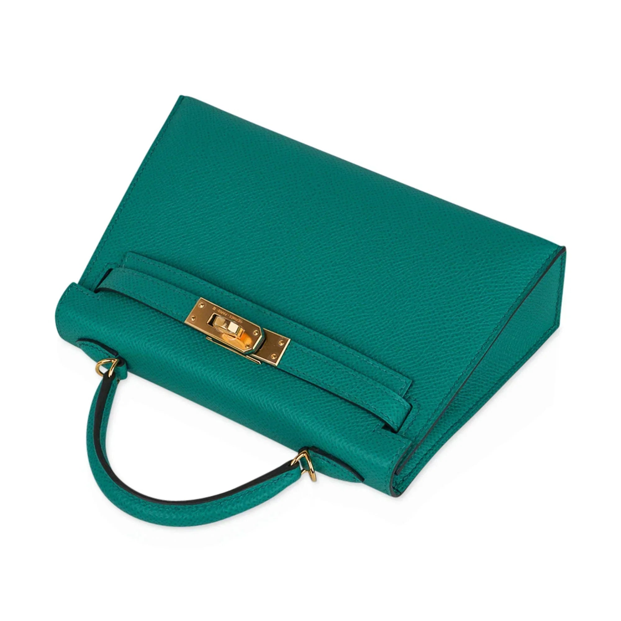 Kelly 20 Mini Sellier Bag Jade Epsom Leather Gold Hardware New w/Box