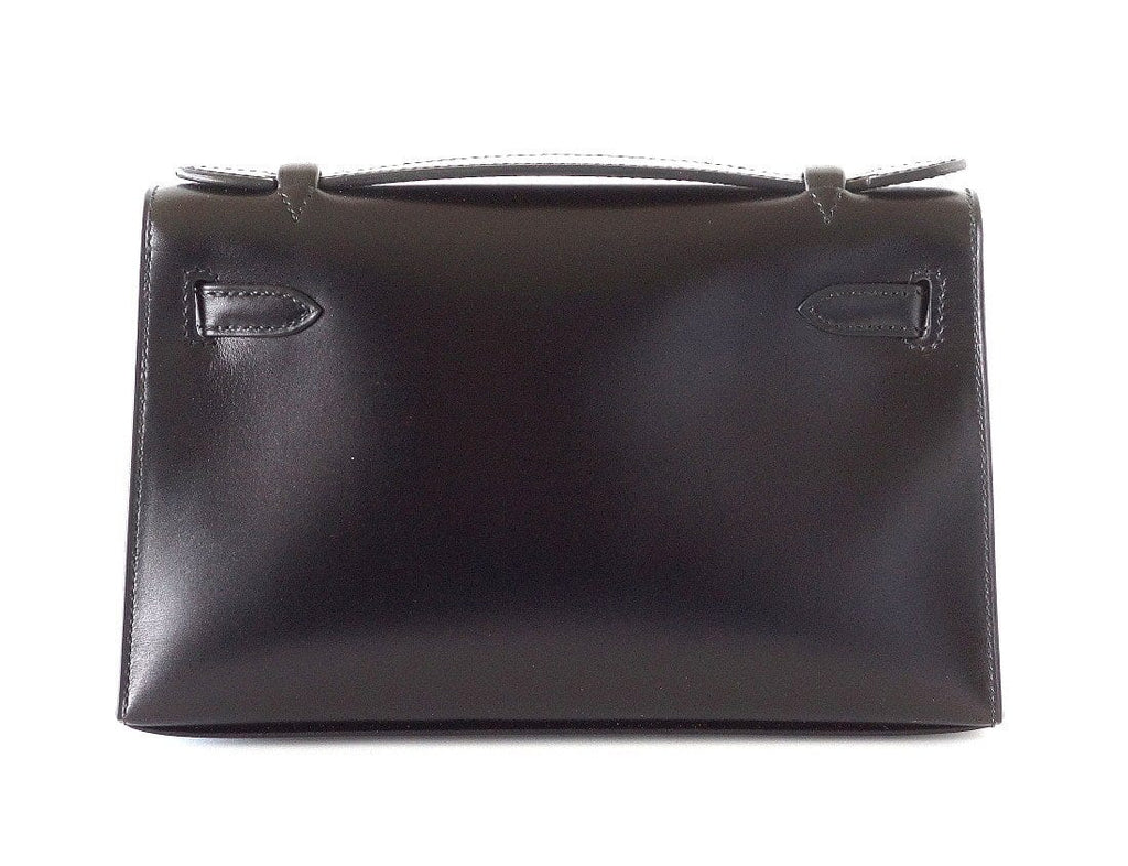 Kelly Pochette Clutch Bag Limited Edition So Black Box Leather Very Rare