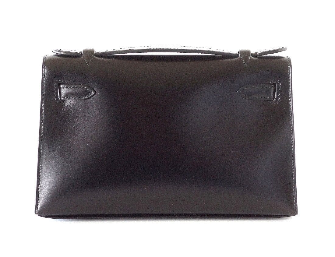 Kelly Pochette Clutch Bag Limited Edition So Black Box Leather Very Rare