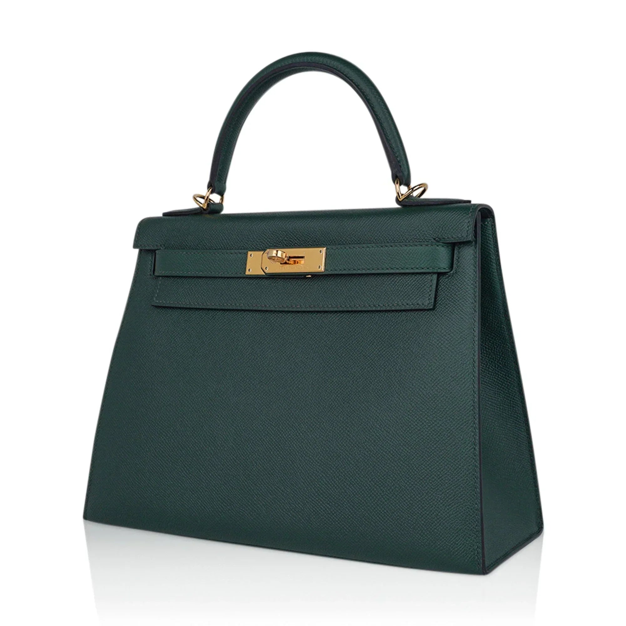 Kelly Sellier 28 Bag Vert Anglais Epsom Leather with Gold Hardware