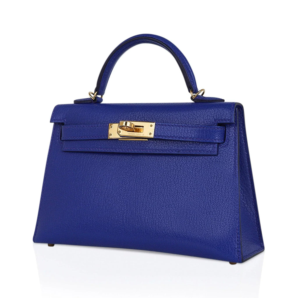 Kelly 20 Mini Sellier Bag Blue de Royal Chevre Leather Gold Hardware
