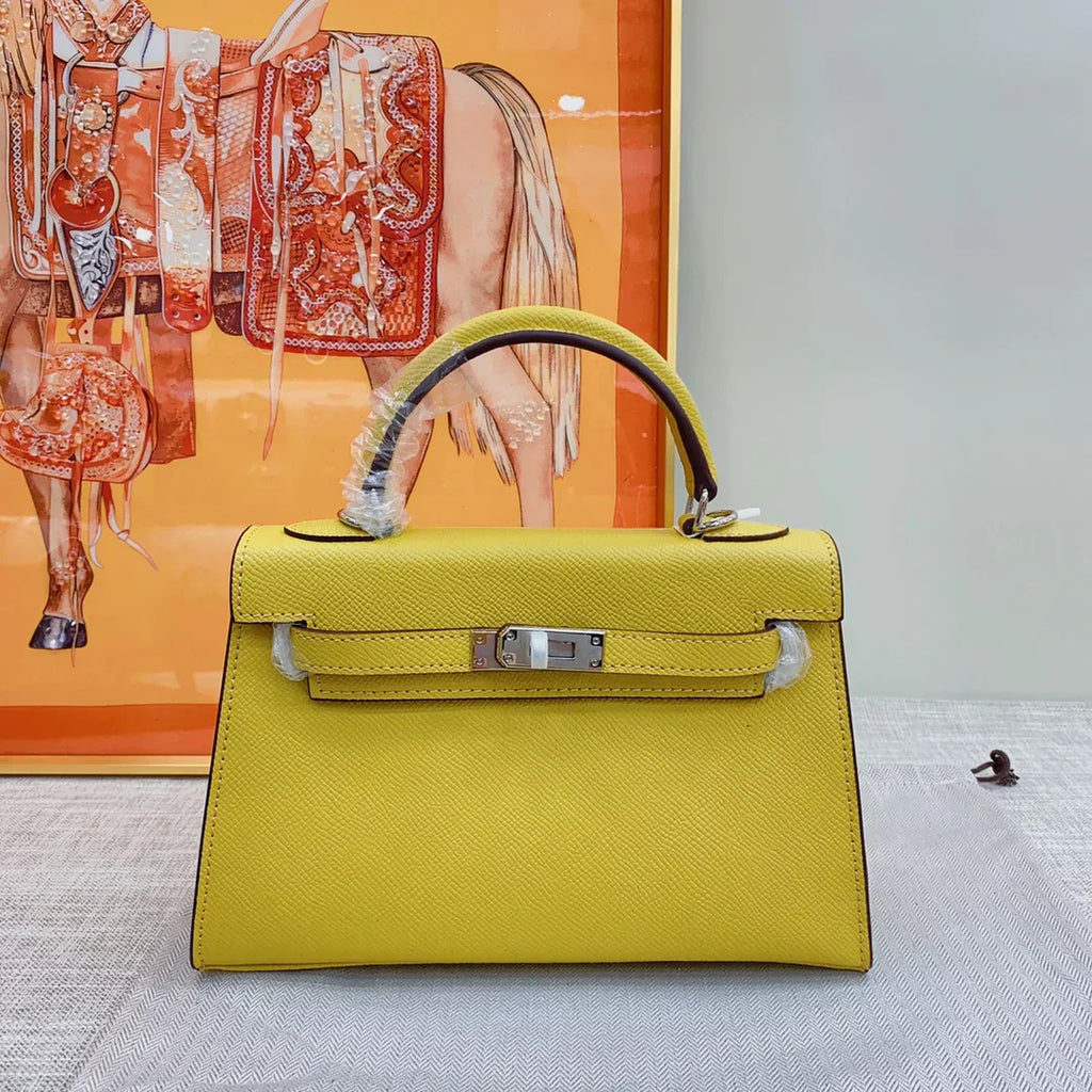 Kelly 20 Mini Sellier Bag Lime Chevre Leather Palladium