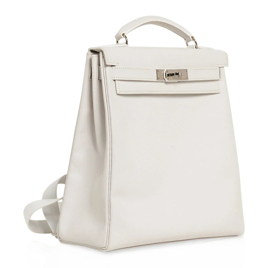 Kelly Ado 28 Bag White Evergrain Palladium Hardware