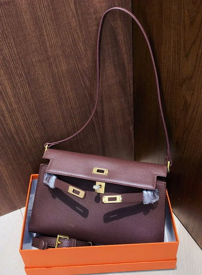 Kelly Burgundy Genuine Leather Crossbody Satchel Handbags Vintage Bags