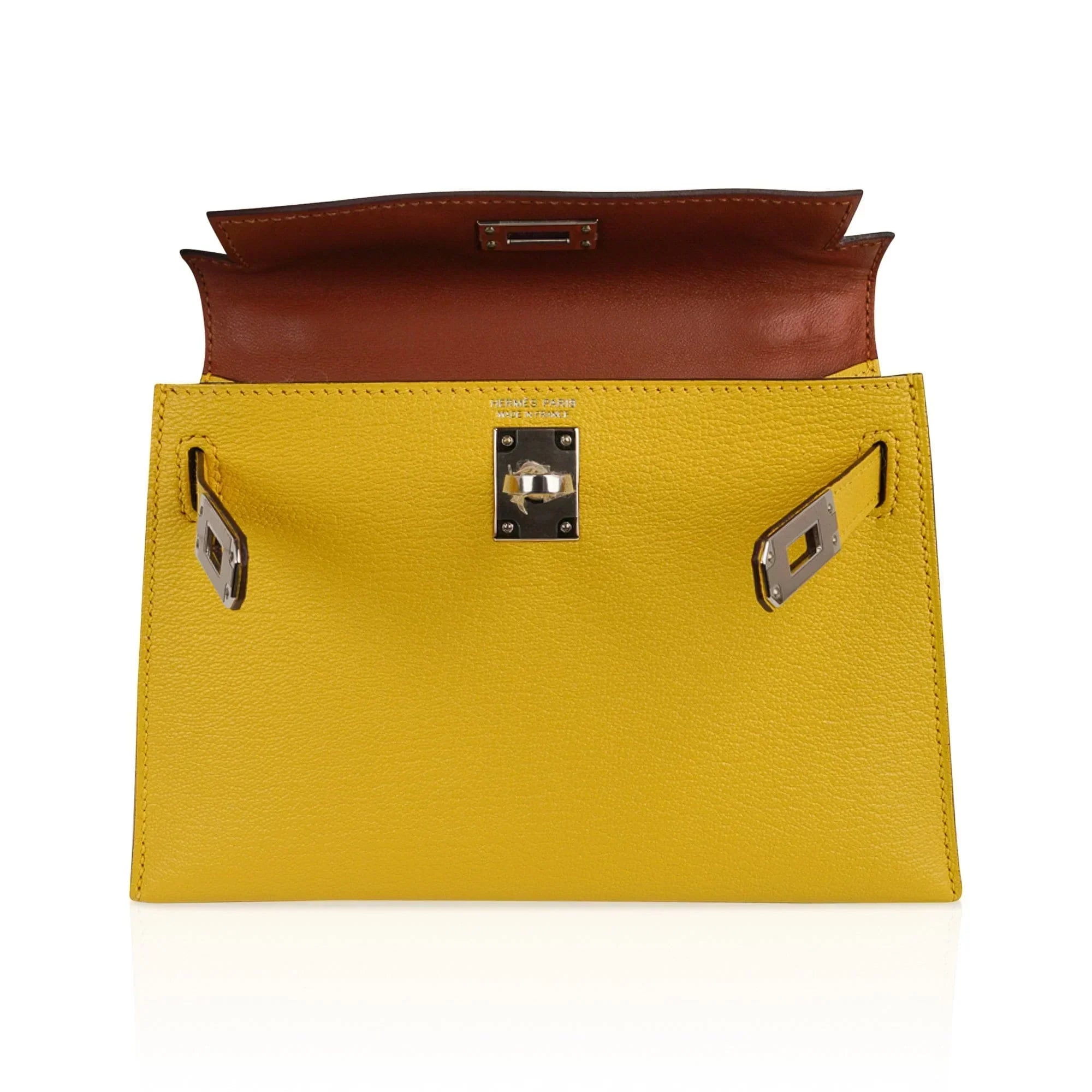 Verso Mini Kelly 20 Bag Sellier Jaune de Naples & Gold Chevre Leather with Palladium Hardware