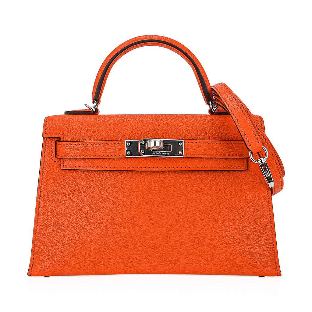 Verso Mini Kelly 20 Sellier Bag Feu & Terre Battue Chevre Leather with Palladium Hardware