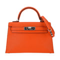 Verso Mini Kelly 20 Sellier Bag Feu & Terre Battue Chevre Leather with Palladium Hardware