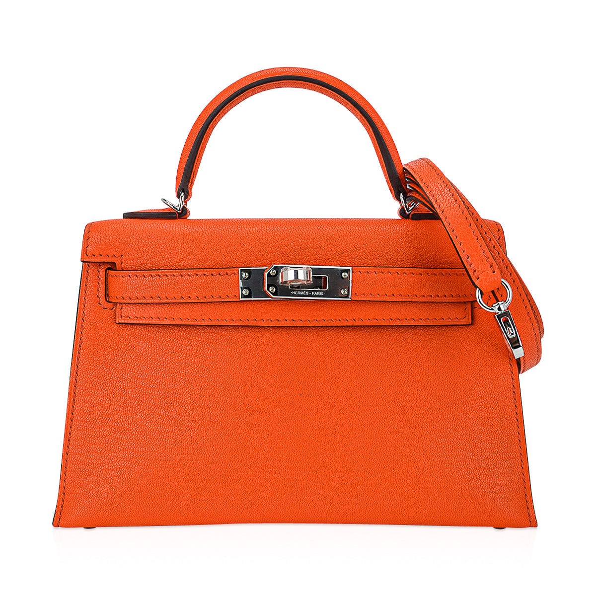 Verso Mini Kelly 20 Sellier Bag Feu & Terre Battue Chevre Leather with Palladium Hardware