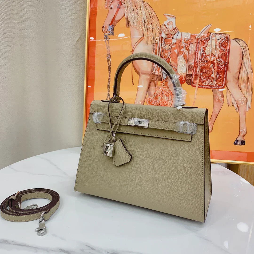 Kelly Sellier Craie and Trench Epsom Brushed Palladium Hardware