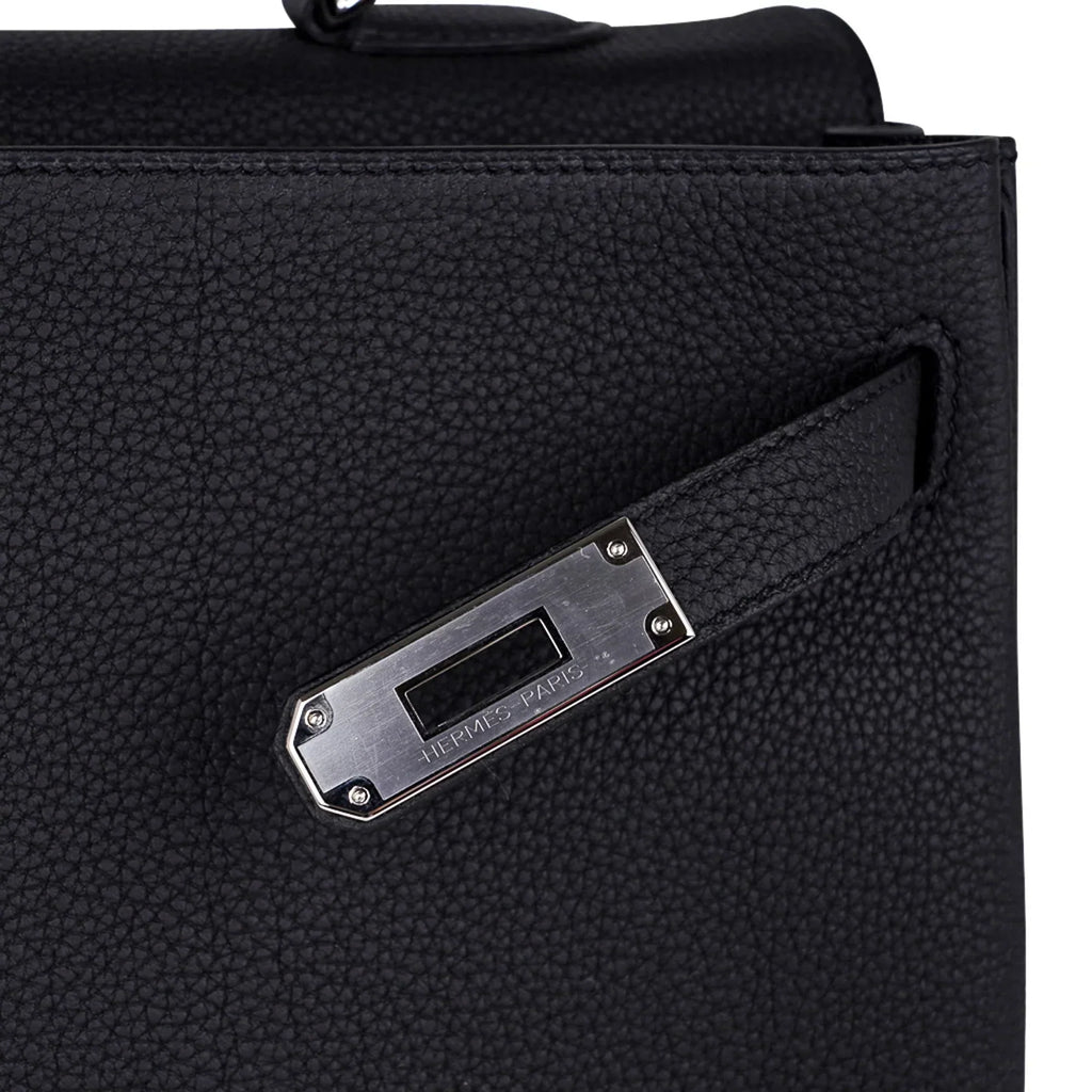 Kelly 35 Bag Black Retourne Togo Palladium Hardware New