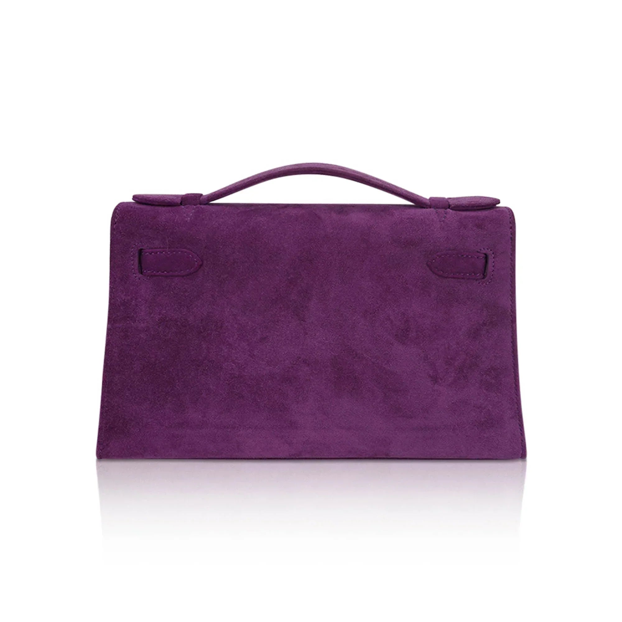 Limited Edition Kelly Pochette Violet Doblis Clutch Bag with Palladium Hardware