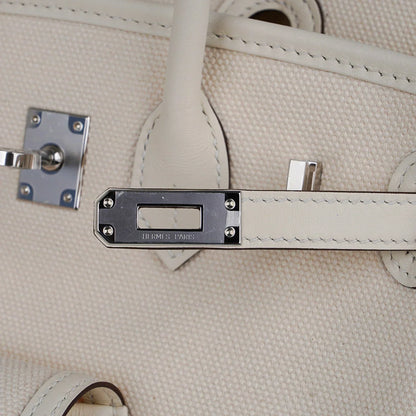 Birkin 25 Cargo Nata Toile Goeland Bag Swift Leather Trim Limited Edition