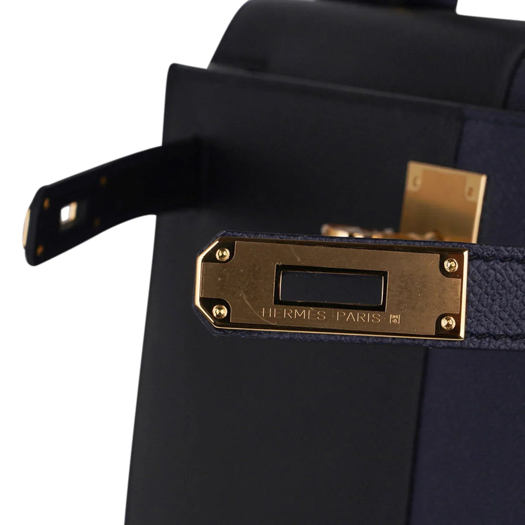 Kelly Casaque 28 Bag Black / Bleu Indigo Sellier Limited Edition