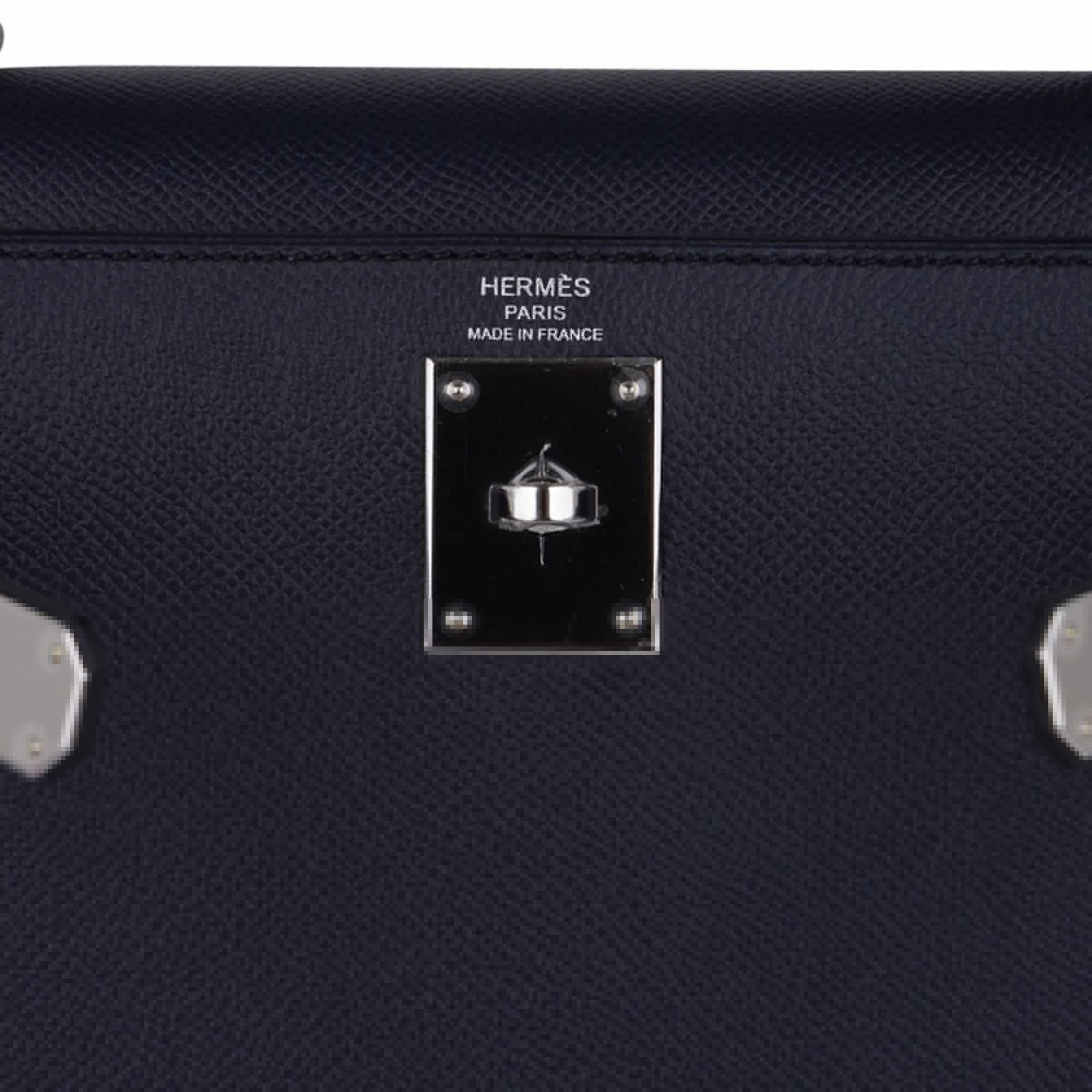 Kelly 28 Bag Blue Indigo Sellier Epsom Palladium Hardware New/Box
