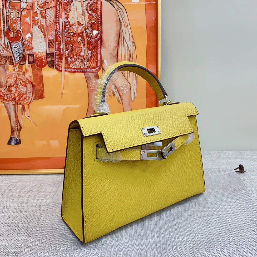 Kelly 20 Mini Sellier Bag Lime Chevre Leather Palladium
