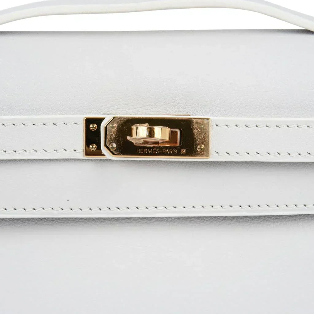 Kelly Pochette Clutch Bag Very Rare White Gold Hardware