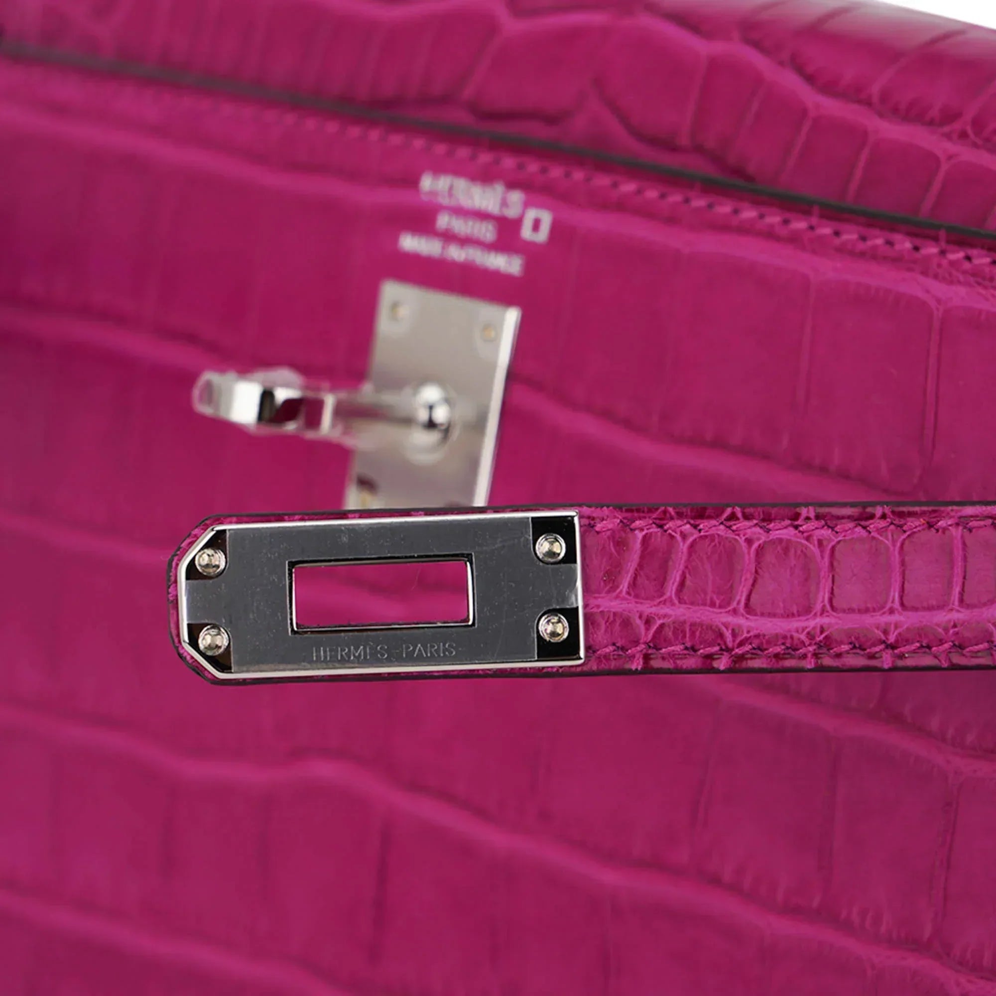 Kelly 25 Retourne Bag Rose Scheherazade Matte Alligator with Palladium Hardware