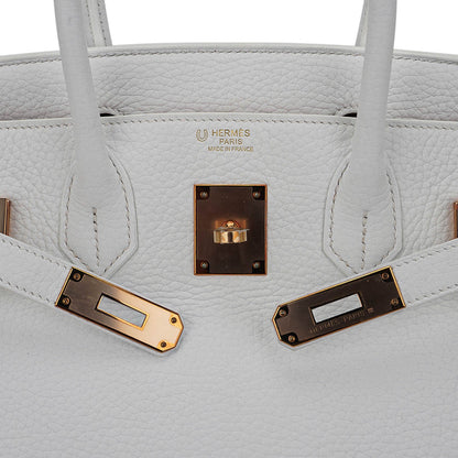 Special Order HSS Birkin 30 Bag White & Orange Clemence Leather with Rose Gold Hardware
