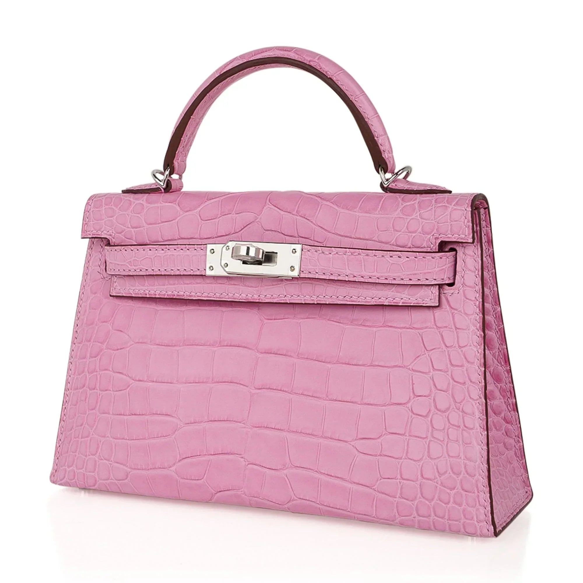 Kelly 20 Mini Sellier Bag 5P Pink Matte Alligator Palladium Limited Edition