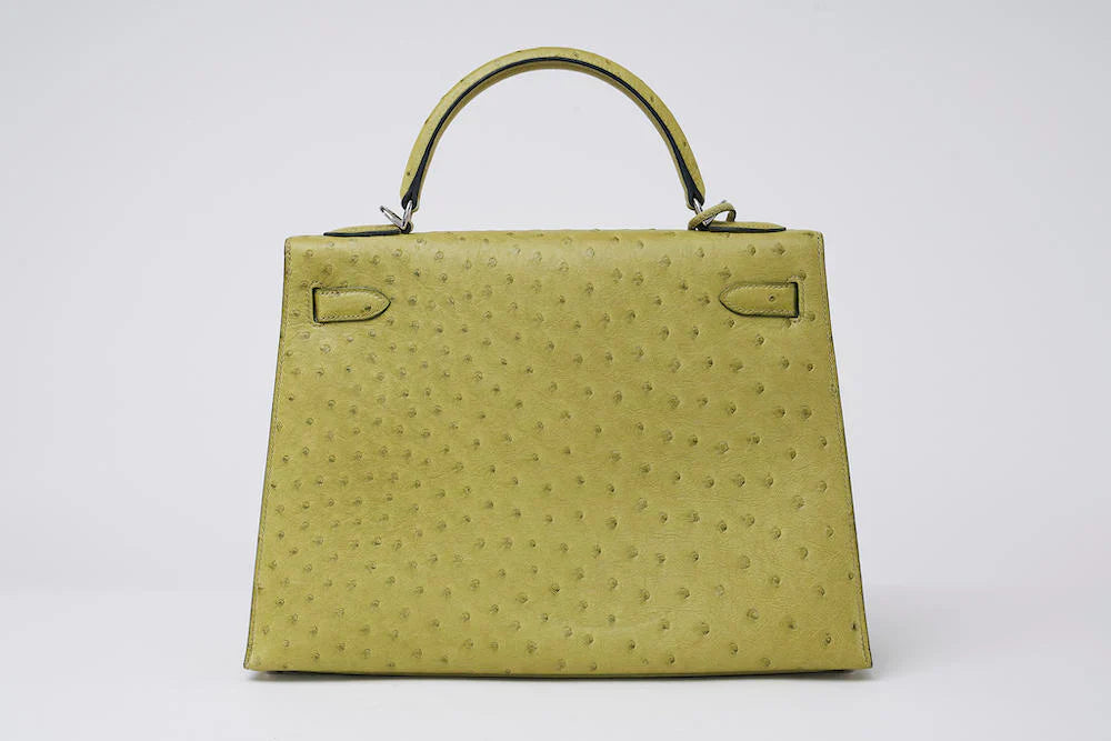 Kelly Kiwi Ostrich Grain Texture Gold Hardware
