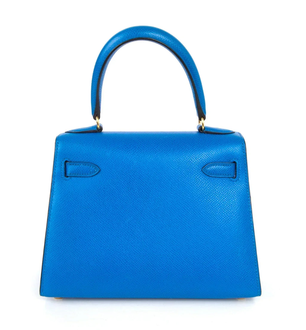 Vintage Kelly 20 Sellier Mini Blue de France Courchevel Gold Hardware