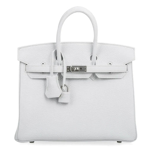 Birkin 25 Bag HSS White Clemence Trench Interior Brushed Palladium Hardware