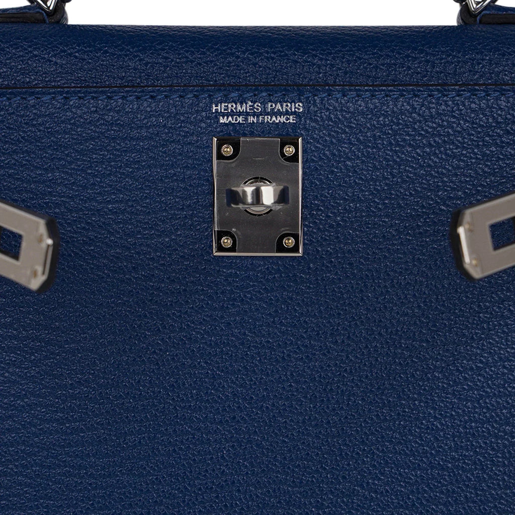 Special Order HSS Verso Mini Kelly 20 Sellier Bag Deep Bleu & Bleu Izmir Epsom Leather with Palladium Hardware