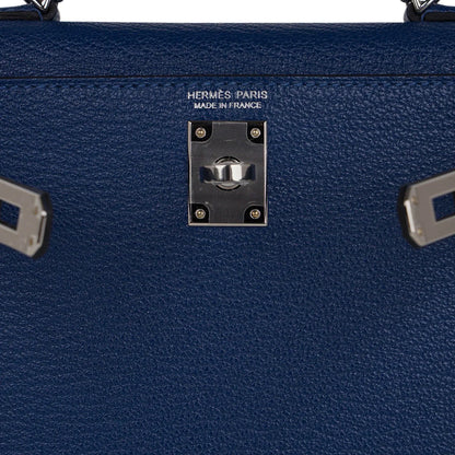 Special Order HSS Verso Mini Kelly 20 Sellier Bag Deep Bleu & Bleu Izmir Epsom Leather with Palladium Hardware