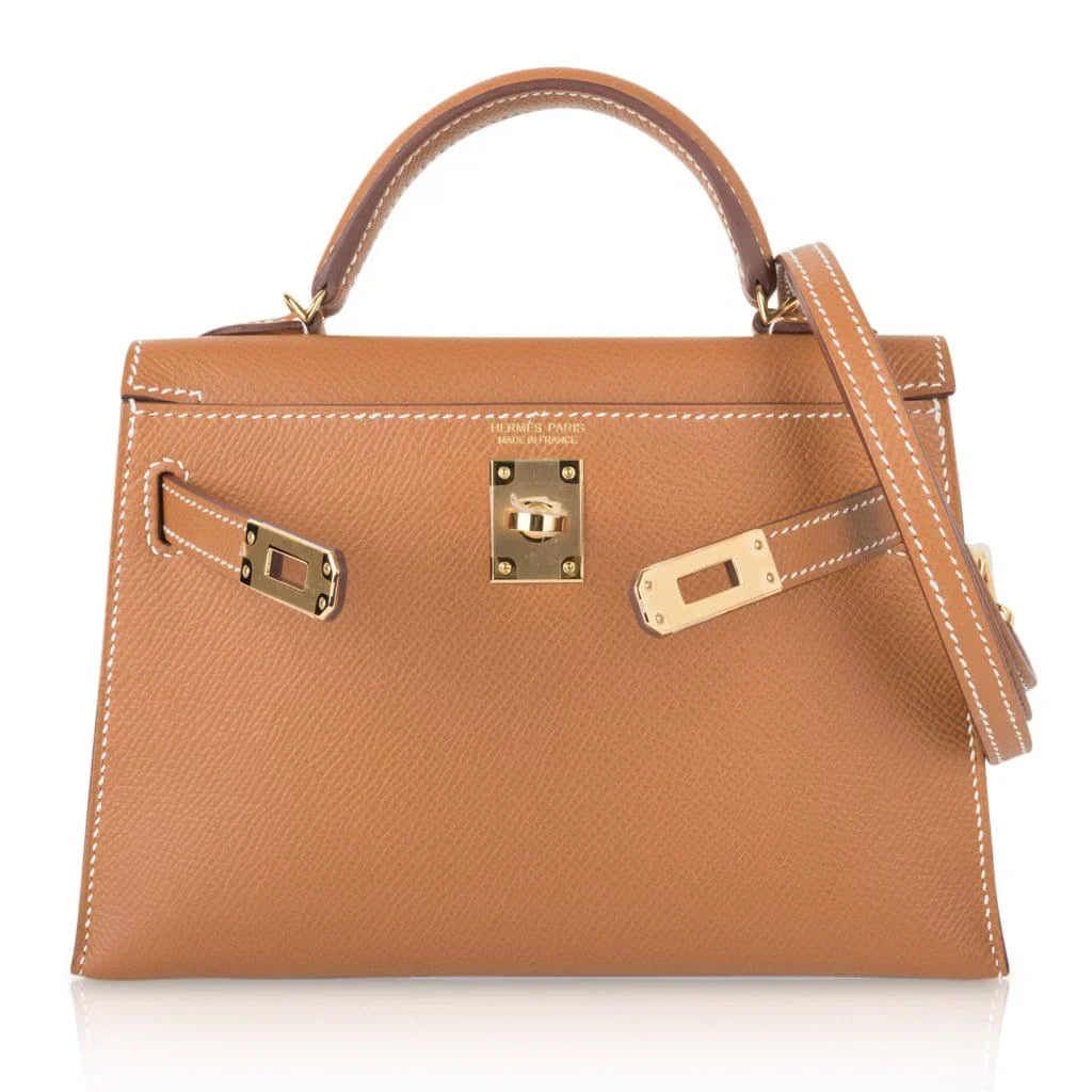 Mini Kelly 20 Bag Sellier Gold Epsom Leather with Gold Hardware