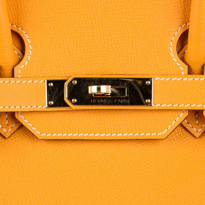 Birkin 35 Bag Yellow Jaune D’Or Candy Limited Edition Epsom Permabrass