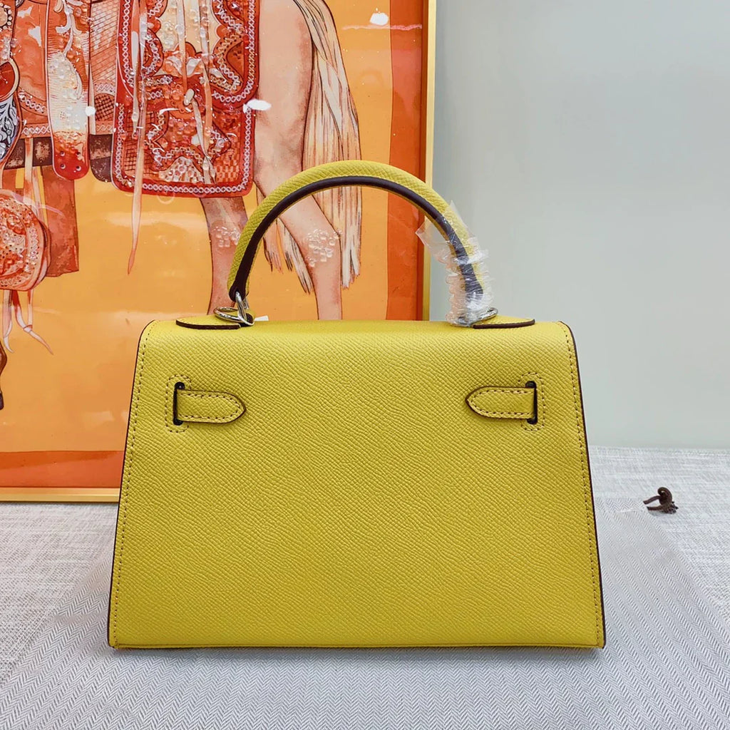 Kelly 20 Mini Sellier Bag Lime Chevre Leather Palladium