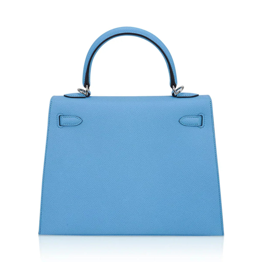 Kelly Sellier 25 Bag Blue Celeste Palladium Epsom Leather
