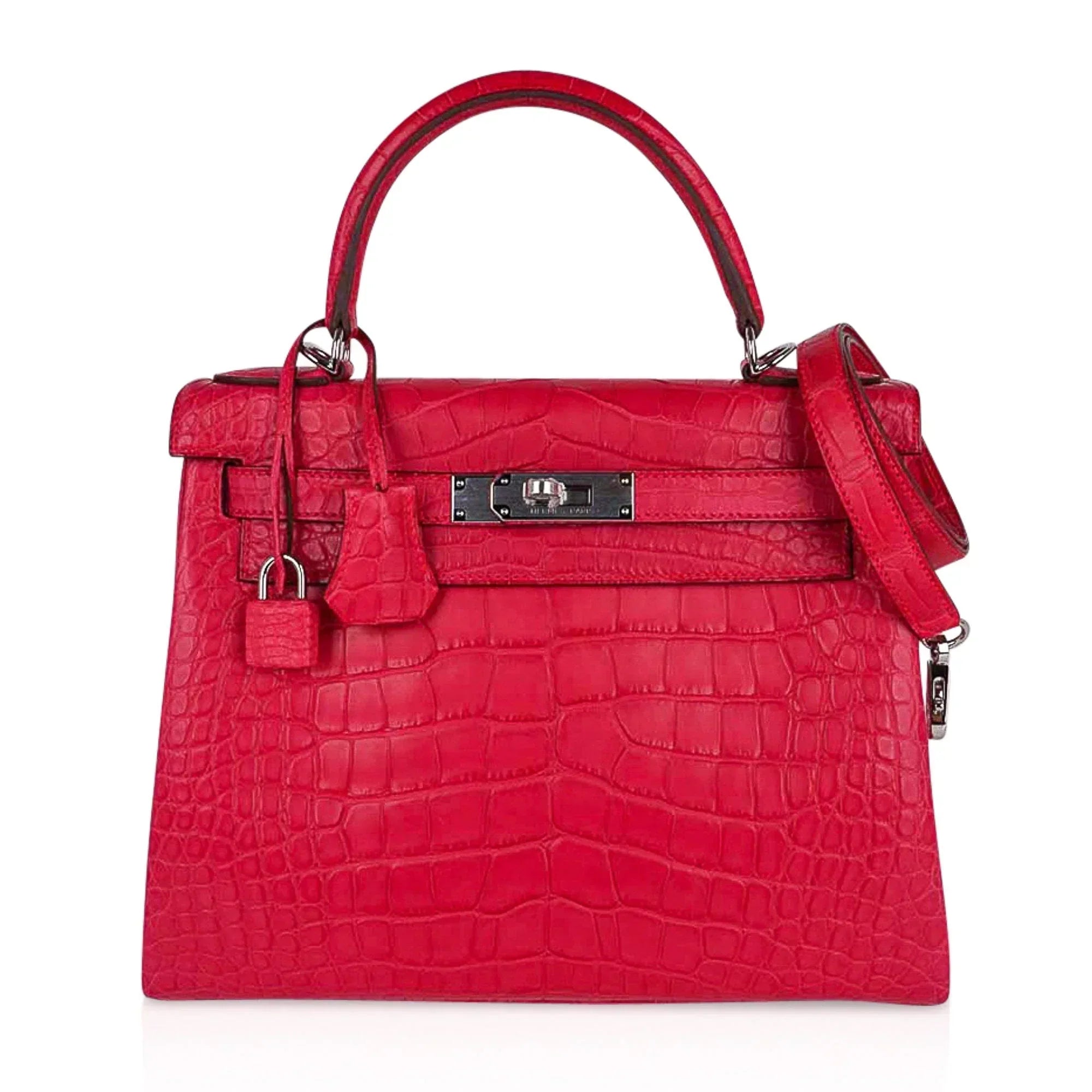 Kelly 28 Bag Rose Extreme Matte Alligator with Palladium Hardware