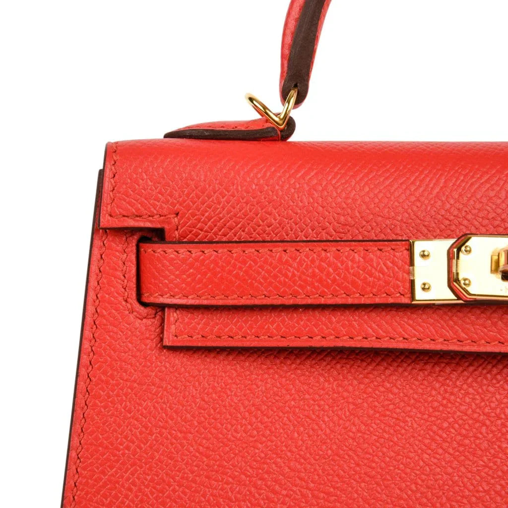 Kelly 20 Mini Sellier Bag Rouge Tomate Epsom Gold Hardware