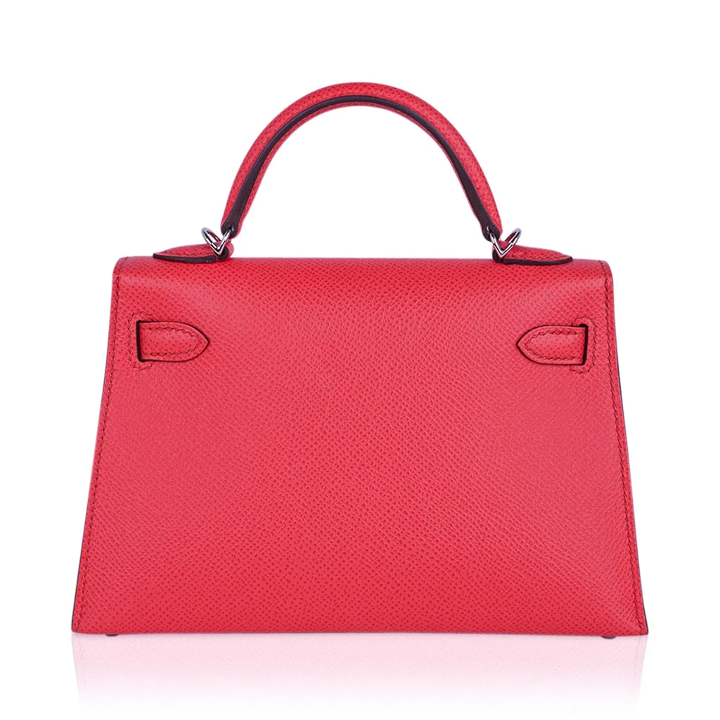 Mini Kelly 20 Bag Sellier Rose Texas Epsom with Palladium Hardware