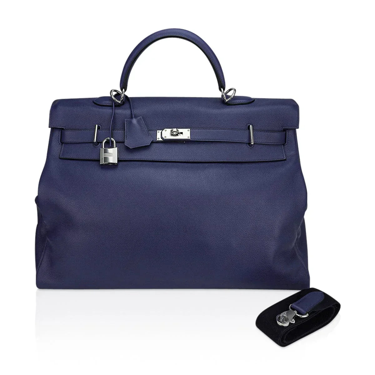 Kelly 50 Voyage Blue De Malte Bag Palladium Hardware Novillo Leather Limited Edition