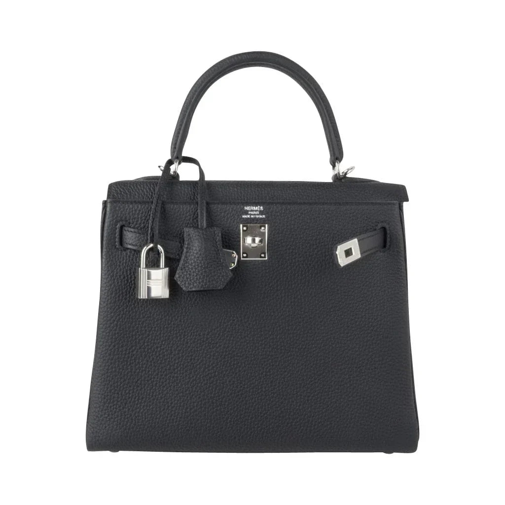 Kelly 25 Bag Black Togo Palladium Hardware (Retourne)