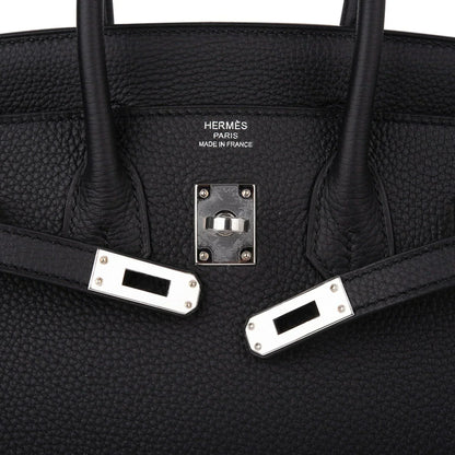 Birkin 25 Bag Black Palladium Hardware Togo Leather