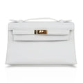 Kelly Pochette Clutch Bag Very Rare White Gold Hardware