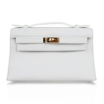 Kelly Pochette Clutch Bag Very Rare White Gold Hardware