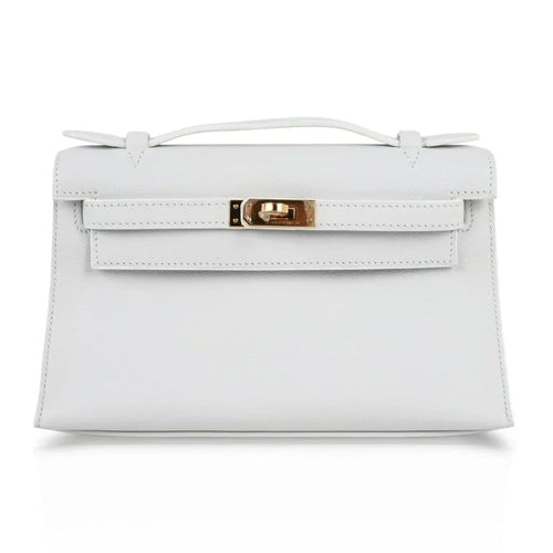 Kelly Pochette Clutch Bag Very Rare White Gold Hardware
