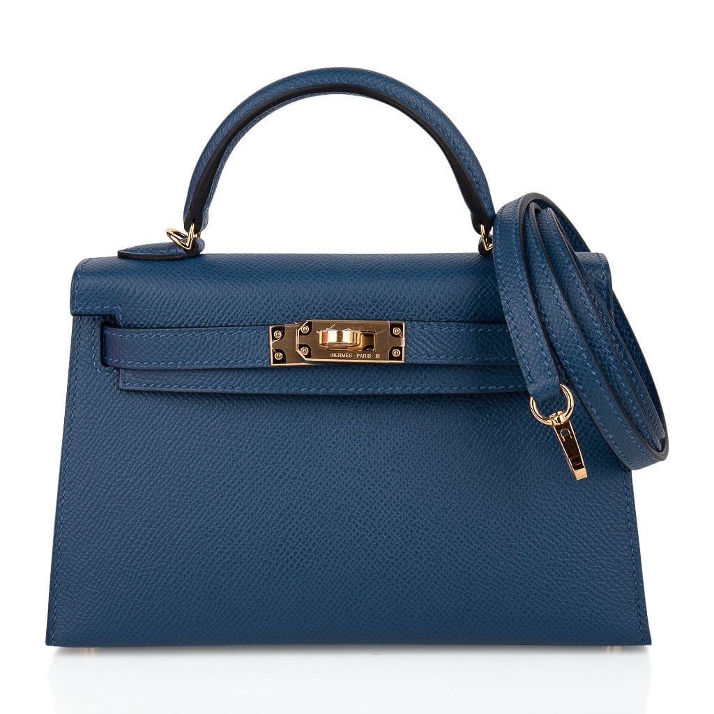 Kelly 20 Mini Sellier Bag Deep Blue Epsom Leather Gold Hardware