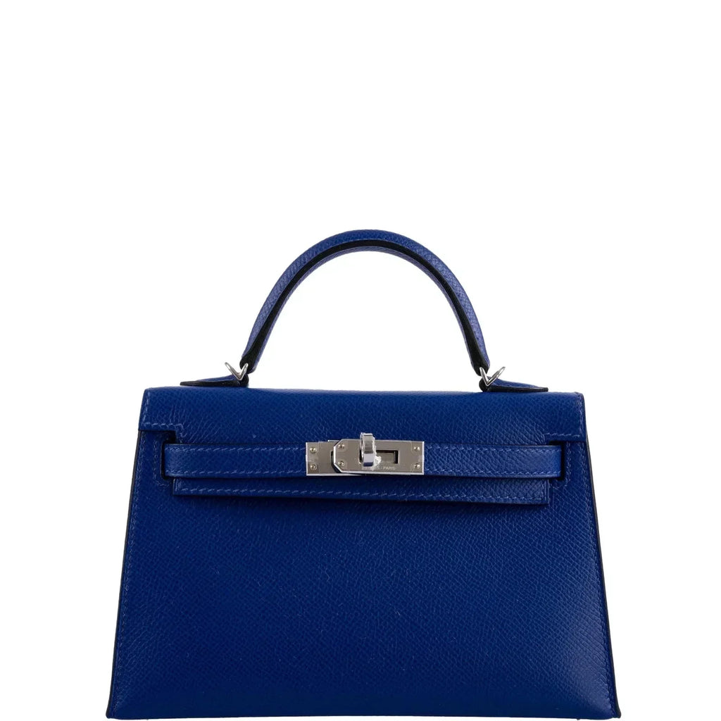 Kelly Mini II Sellier Blue Electric Epsom Palladium Hardware