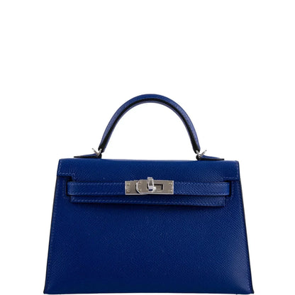 Kelly Mini II Sellier Blue Electric Epsom Palladium Hardware