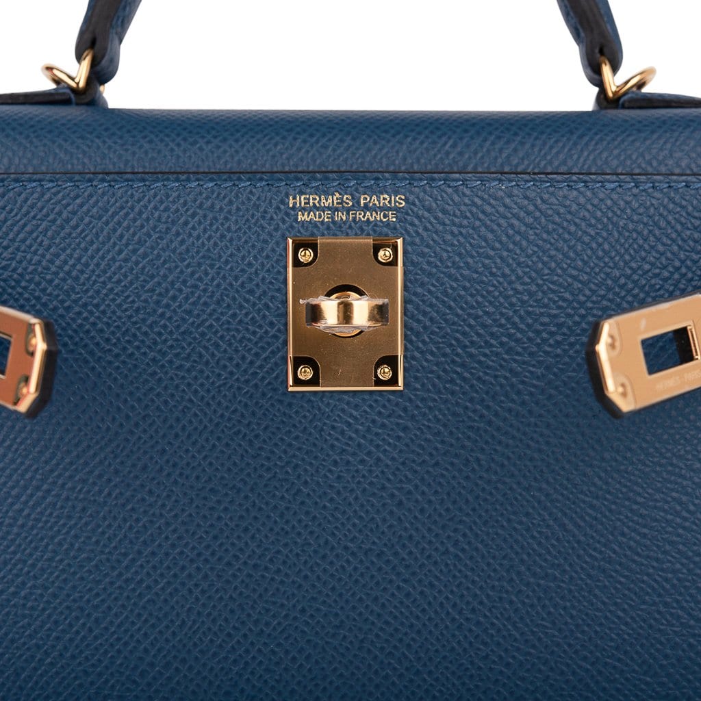Kelly 20 Mini Sellier Bag Deep Blue Epsom Leather Gold Hardware