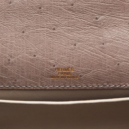 Kelly Pochette in Ostrich Leather with Gold Hardware Gris Tourterelle